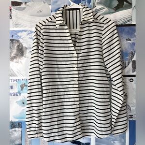 The Limited Black and White Vertical Stripe Blouse